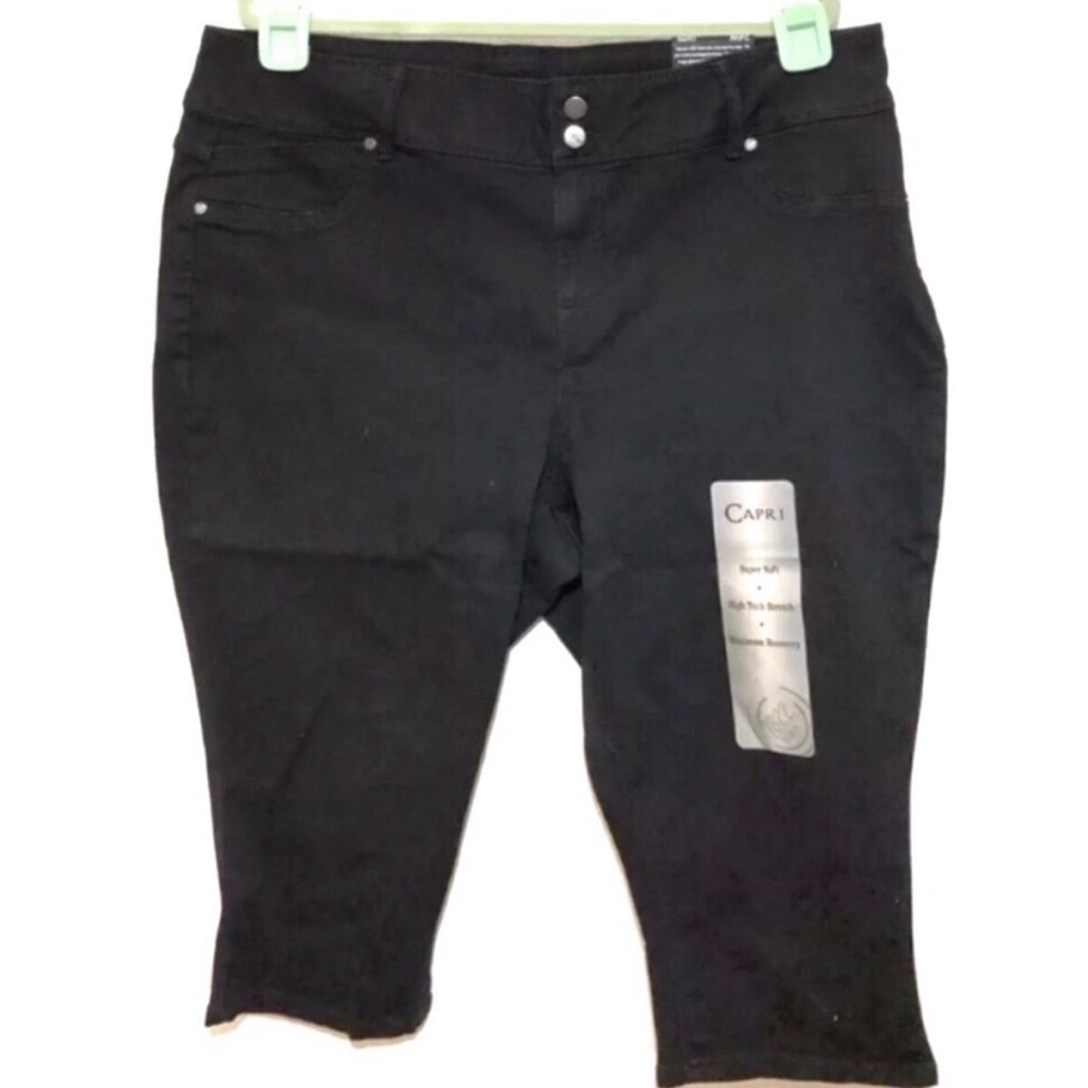 Black Soft Stretch Capri Jeans 1822 Denim Size 24W - Picture 1 of 8
